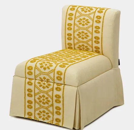 Small sofas - INÊS YELLOW COTTON&LINEN HANDMADE SLIPPER CHAIR - HOUSE OF CAPRICORN