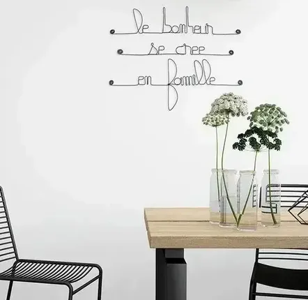 Other wall decoration - Wire Wall Decor Quote " Happiness is created in family " - BIJOUX DE MUR
