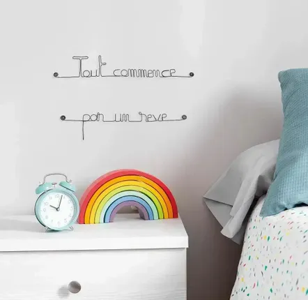 Children's decorative items - Wire Wall Quote" It all starts with a dream” - Bedroom - BIJOUX DE MUR