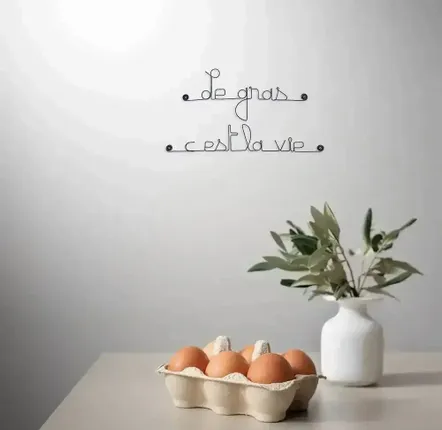 Autres décorations murales - Citation Cuisine en fil de fer " Le gras, c'est la vie " - BIJOUX DE MUR