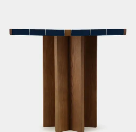 Tables Salle à Manger - LISBOA BLUE CERAMIC TILE AND ASH WOOD DINING TABLE - HOUSE OF CAPRICORN