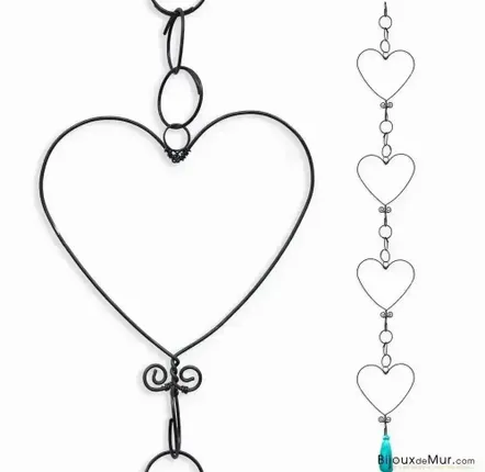 Objets de décoration - Guirlande en fil de fer - Coeur - Bleu - à suspendre - BIJOUX DE MUR