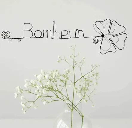 Other wall decoration - Clover flower -\" Happiness\” - Wire wall decoration - BIJOUX DE MUR