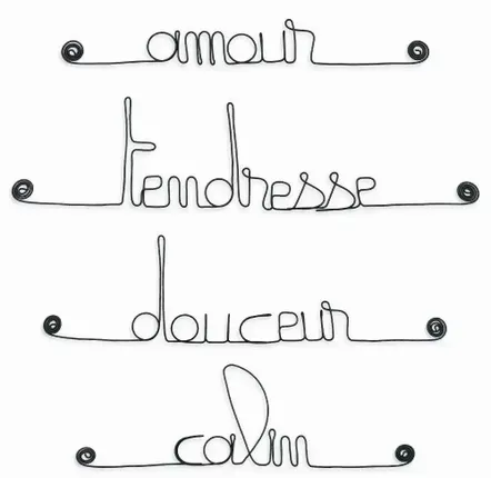 Objets déco enfant - Lot de petits messages en fil de fer - NAISSANCE - BIJOUX DE MUR