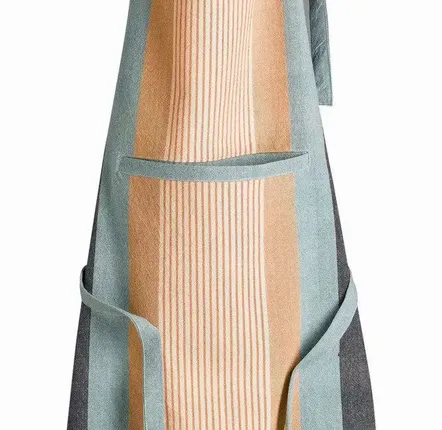 Aprons - Recycled kitchen apron with pocket Yuna Azur 72 X 85 - MAISON VIVARAISE - SDE VIVARAISE WINKLER