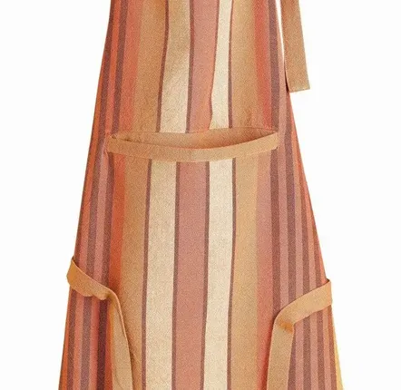 Aprons - Recycled kitchen apron with pocket Yuna Terracotta 72 X 85 - MAISON VIVARAISE - SDE VIVARAISE WINKLER