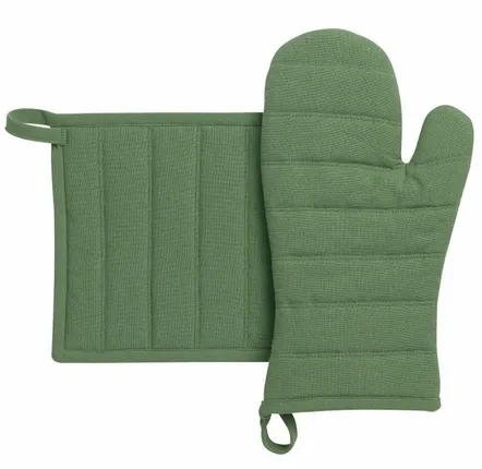 Potholders - Recycled oven glove and pot holder set Jona Prairie 15 X 30 - MAISON VIVARAISE - SDE VIVARAISE WINKLER