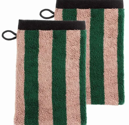 Other bath linens - Set of 2 wash mitts Charly Basilic 15 X 21 - LA CERISE SUR LE GATEAU