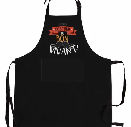 Aprons - Recycled kitchen apron Costume du bon vivant Noir 72 X 90 - MAISON VIVARAISE - SDE VIVARAISE WINKLER