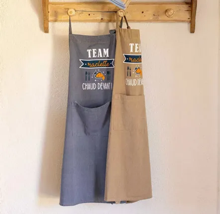 Aprons - Team Raclette Kitchen Apron Jeans 72 X 90 - MAISON VIVARAISE - SDE VIVARAISE WINKLER