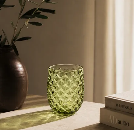 Glass - The Starbeam Water Glass - Olive Green - BAZAR BIZAR LIVING