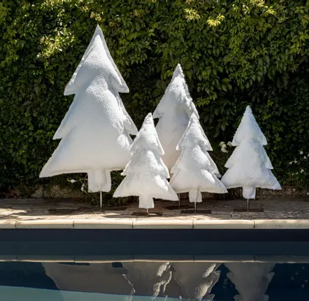 Table lamps - White Bouclette Velvet Tree - ROSE VELOURS
