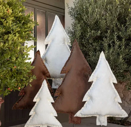 Table lamps - White Bouclette Velvet Tree - ROSE VELOURS