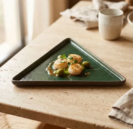 Everyday plates - Handcrafted Stoneware Triangle Plate - BELS & PEARL