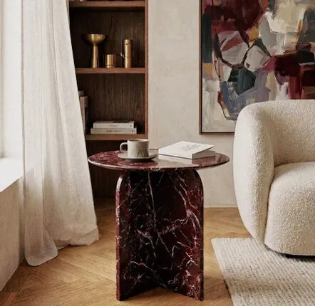 Tables basses - Table d'appoint en marbre rosso levento - SAGIT