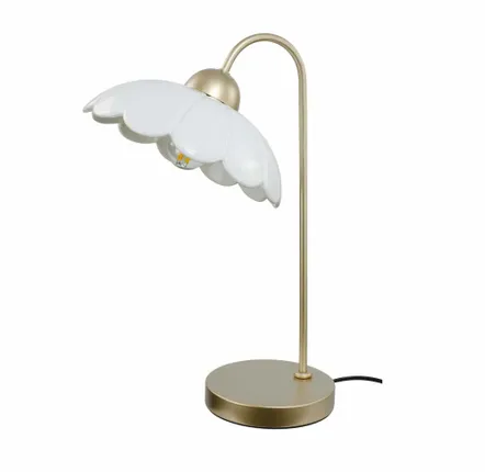 Table lamps - White ceramic and rose-gold metal table lamp, CLARIS - C-CRÉATION | BOUDET