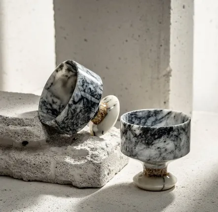 Platter and bowls - Handmade Three-Marble Chalice - BELS & PEARL