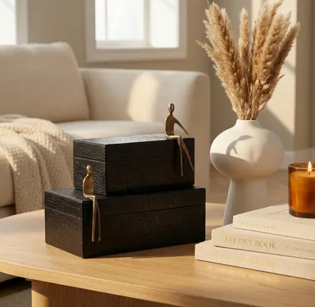 Storage boxes - Set of Two Croc-Embossed Decorative Boxes - BELS & PEARL
