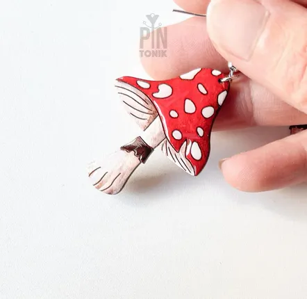 Bijoux - Boucles d'oreilles pendantes Amanita Mushroom - PINTONIK