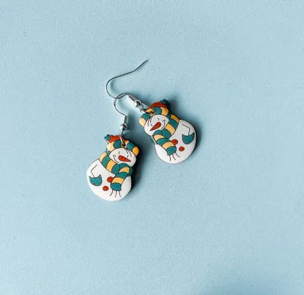 Bijoux - Boucles d'oreilles pendantes en forme de bonhomme de neige - PINTONIK
