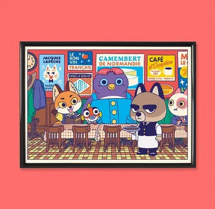 Poster - Print "Au Bistro” A4 size - YEAAAH! STUDIO