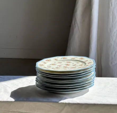 Formal plates - Set of 10 Limoges France porcelain dinner plates with bouquets - OFFICE OBJETS