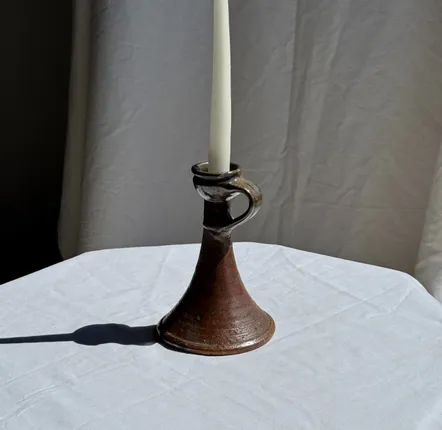 Objets de décoration - Bougeoir en grès brun à anse H19 L14 - OFFICE OBJETS