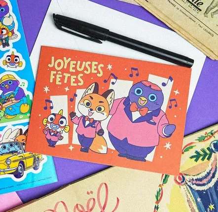 Card shop - Greeting card "Joyeuses fêtes" and its envelope - size A6 - YEAAAH! STUDIO