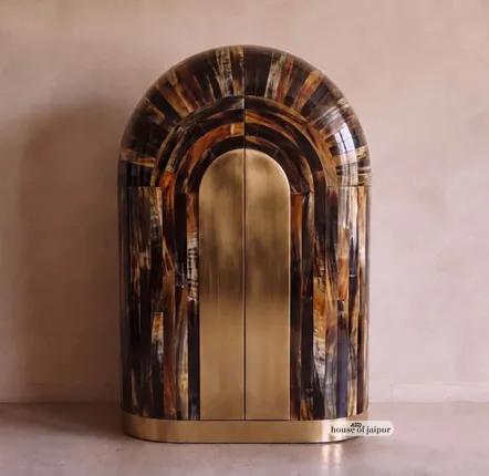Armoires - Arcana Resin and Brass Sculptural Wardrobe and Collector’s Cabinet - HOUSE OF JAIPUR