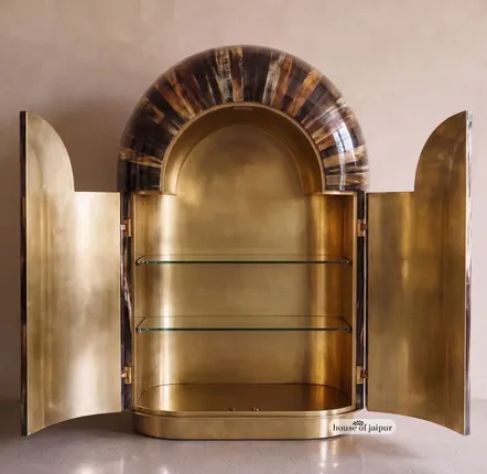 Armoires - Arcana Resin and Brass Sculptural Wardrobe and Collector’s Cabinet - HOUSE OF JAIPUR