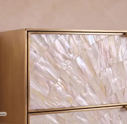 Chiffonniers - Arcana Chest of Drawer - Mother-of-Pearl and Brass Six-Drawer Dresser - HOUSE OF JAIPUR
