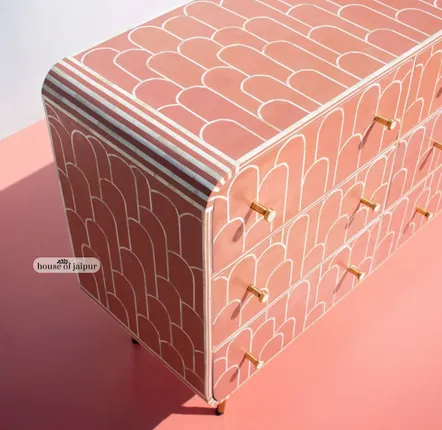 Chests of drawers - Eli Geometric Bone Inlay Chest of Drawers - HOUSE OF JAIPUR