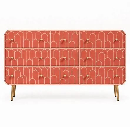 Chests of drawers - Eli Geometric Bone Inlay Chest of Drawers - HOUSE OF JAIPUR