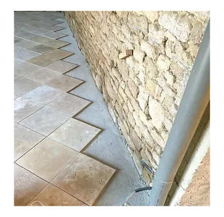 Outdoor floor coverings - Travertine first choice Light — 40.6 × 40.6 × 1.2 cm - LIGERIO