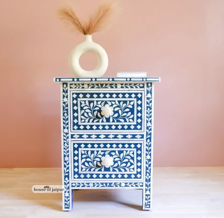 Tables de nuit - Syahi Night Stand, Side Table by House of Jaipur - HOUSE OF JAIPUR