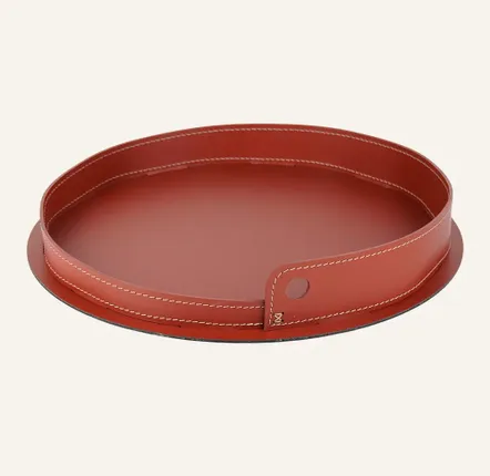Petite maroquinerie - Plateau rond en acier et cuir PLETO - LIMAC DESIGN