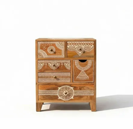Commodes - Jaipur Chest of Drawer - Hand-Painted, Solid Wood - HOUSE OF JAIPUR