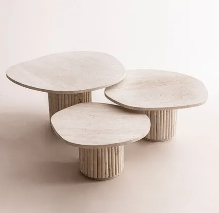 Coffee tables - Orion natural travertine coffee tables - DESIGN TRIP