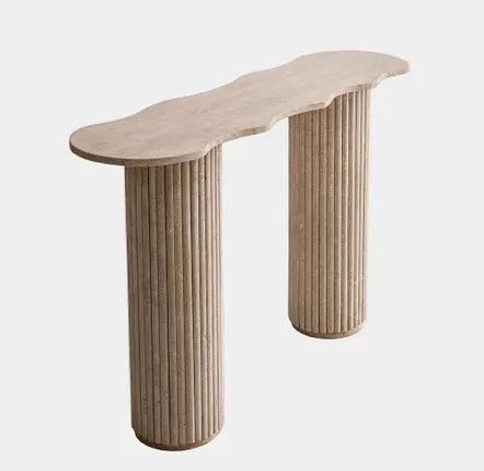 Console table - Caldera console in natural travertine - DESIGN TRIP