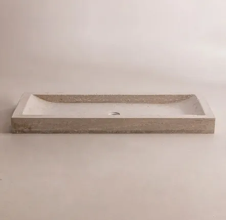 Installation accessories - Countertop natural travertine bathroom sink - DESIGN TRIP