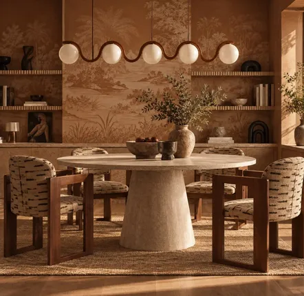 Dining Tables - Alvéa round table in natural travertine - Diameter 160 cm - DESIGN TRIP