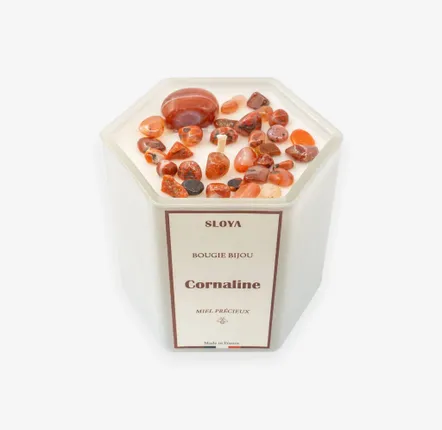 Cadeaux - Bougie bijou pierres Cornaline - parfum Miel Précieux - SLOYA