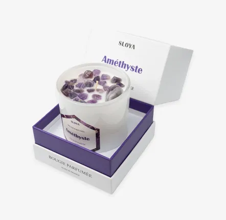 Decorative objects - Amethyst Stone Candle - Cherry Blossom Fragrance - SLOYA