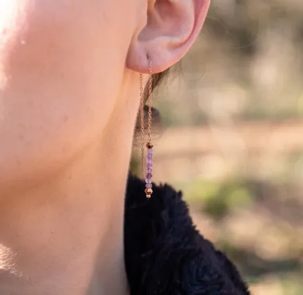 Gifts - Lumia Amethyst Stone Drop Earrings - SLOYA