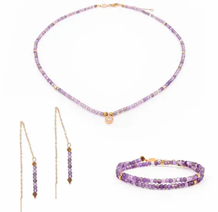Gifts - Lumia Amethyst Stone Necklace, Bracelet & Earrings Set - SLOYA