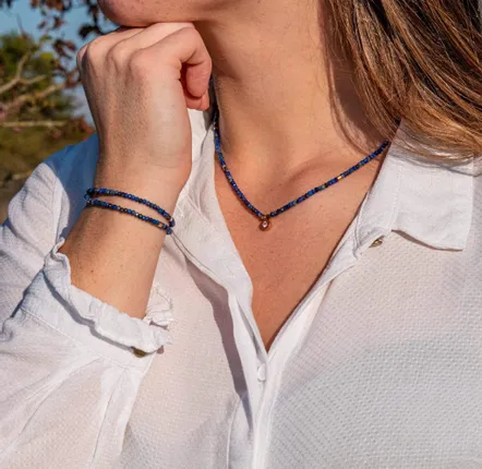 Gifts - Lumia Lapis Lazuli Stone Necklace, Bracelet & Earrings Set - SLOYA