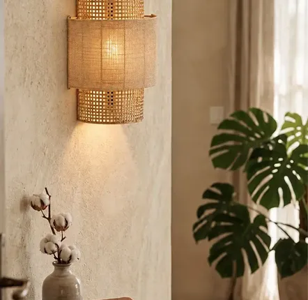 Wall lamps - The Bolly Jute Wall Lamp - Natural - M - BAZAR BIZAR LIVING