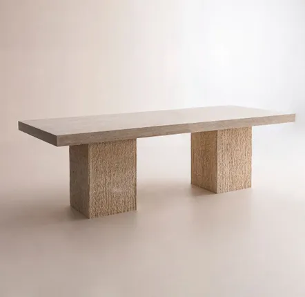 Tables Salle à Manger - Table à manger Zeila en travertin naturel - 250 cm - DESIGN TRIP