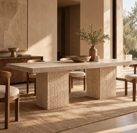 Tables Salle à Manger - Table à manger Zeila en travertin naturel - 250 cm - DESIGN TRIP