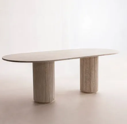 Tables Salle à Manger - Table Aïda en travertin naturel - DESIGN TRIP
